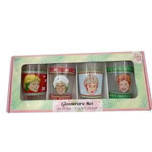 The Golden Girls Christmas Glassware Set of 4 Silver Buffalo ABC‎ Signature